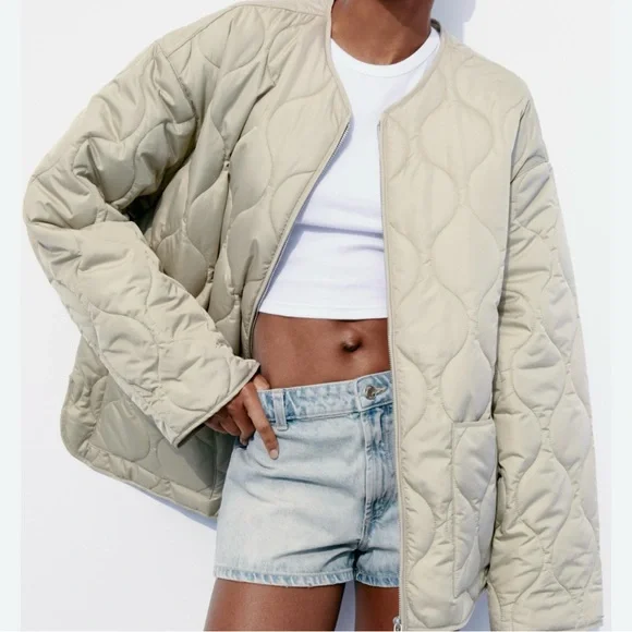 Zara Quilted Boxy Liner Jacket - Picture 2 of 12